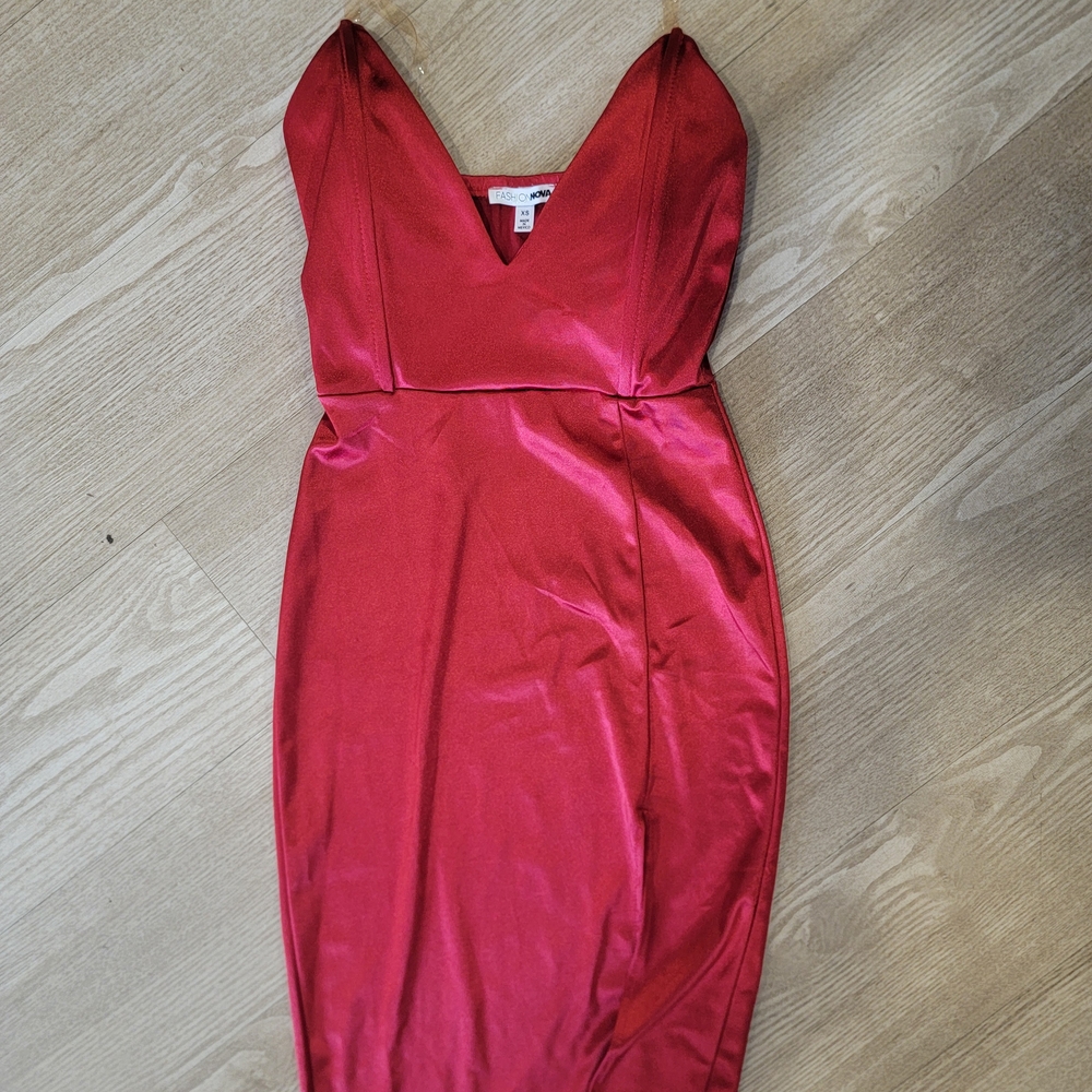 Fashion Nova Deep Red Midi Dress